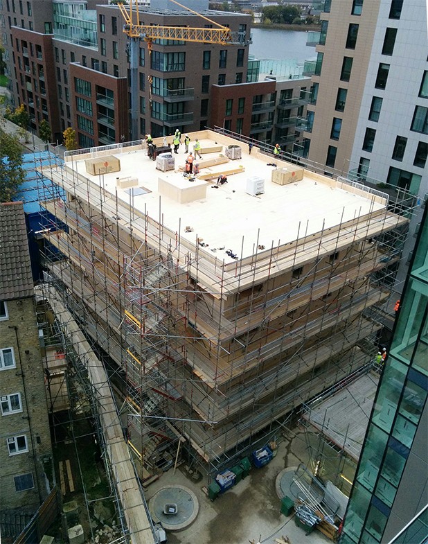 Cross-laminated timber complete at Woodberry Down 1
